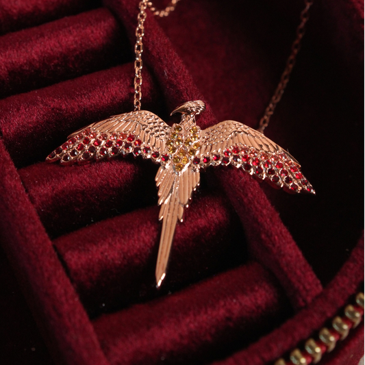 Harry Potter Fawkes Necklace - Sterling Silver With Crystals