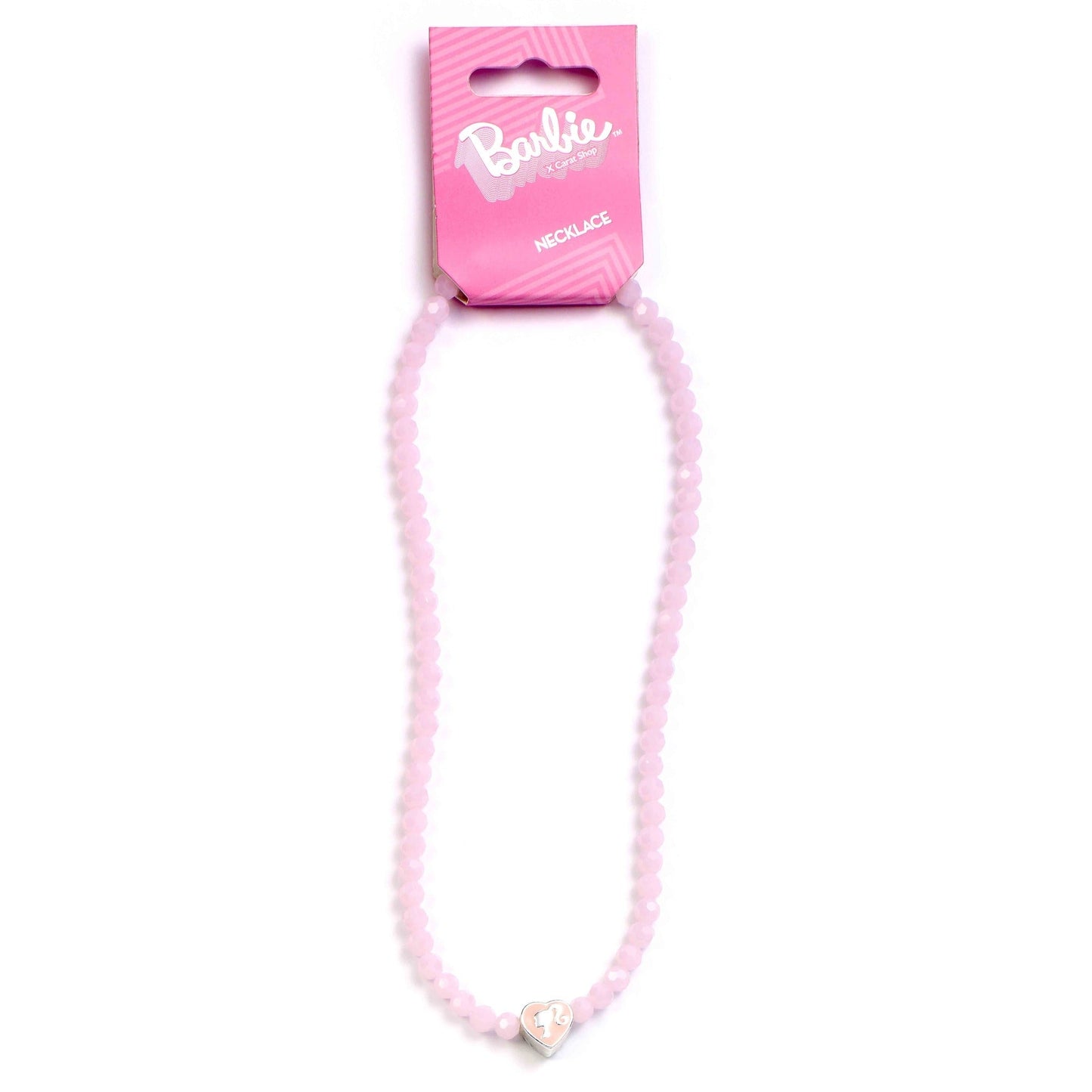 Barbie Pink Beaded Necklace with Heart Silhouette Charm