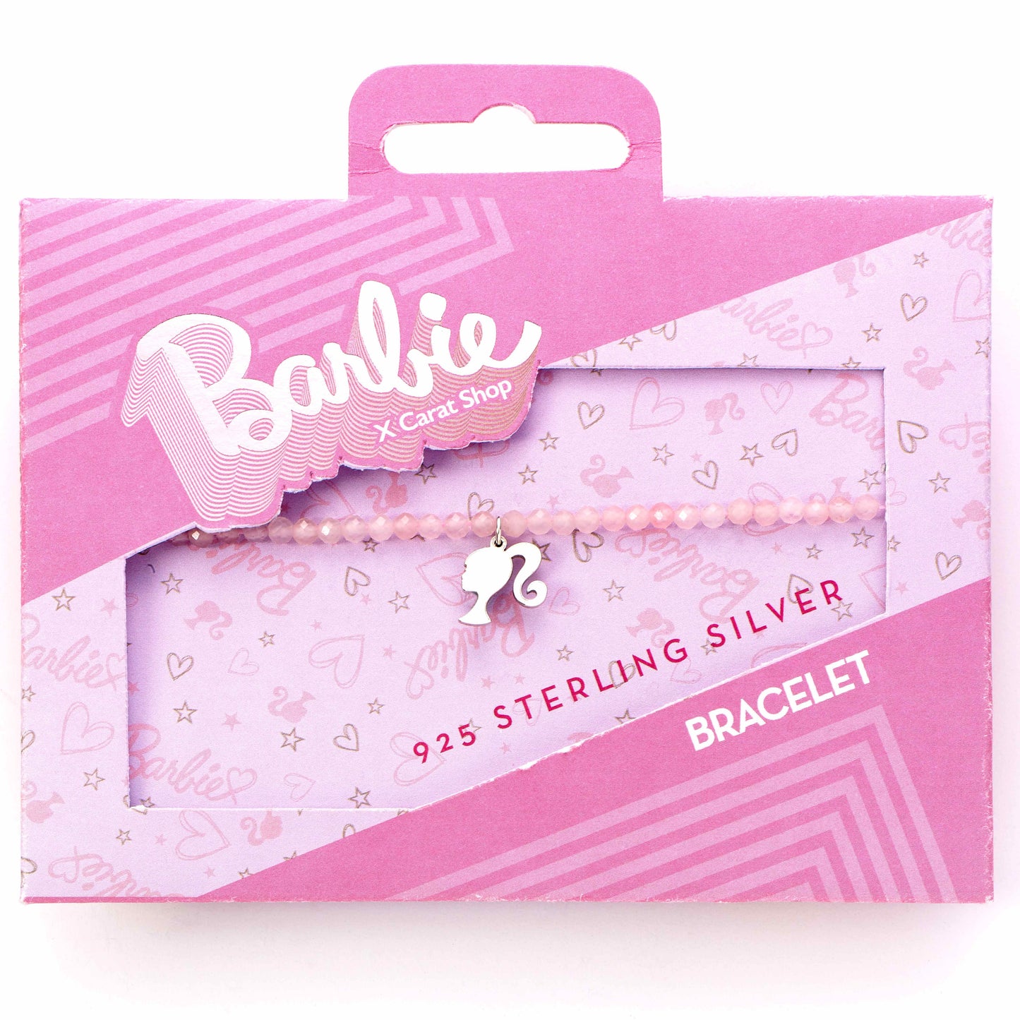Barbie Silhouette Rose Quartz Crystal Bracelet - Sterling Silver