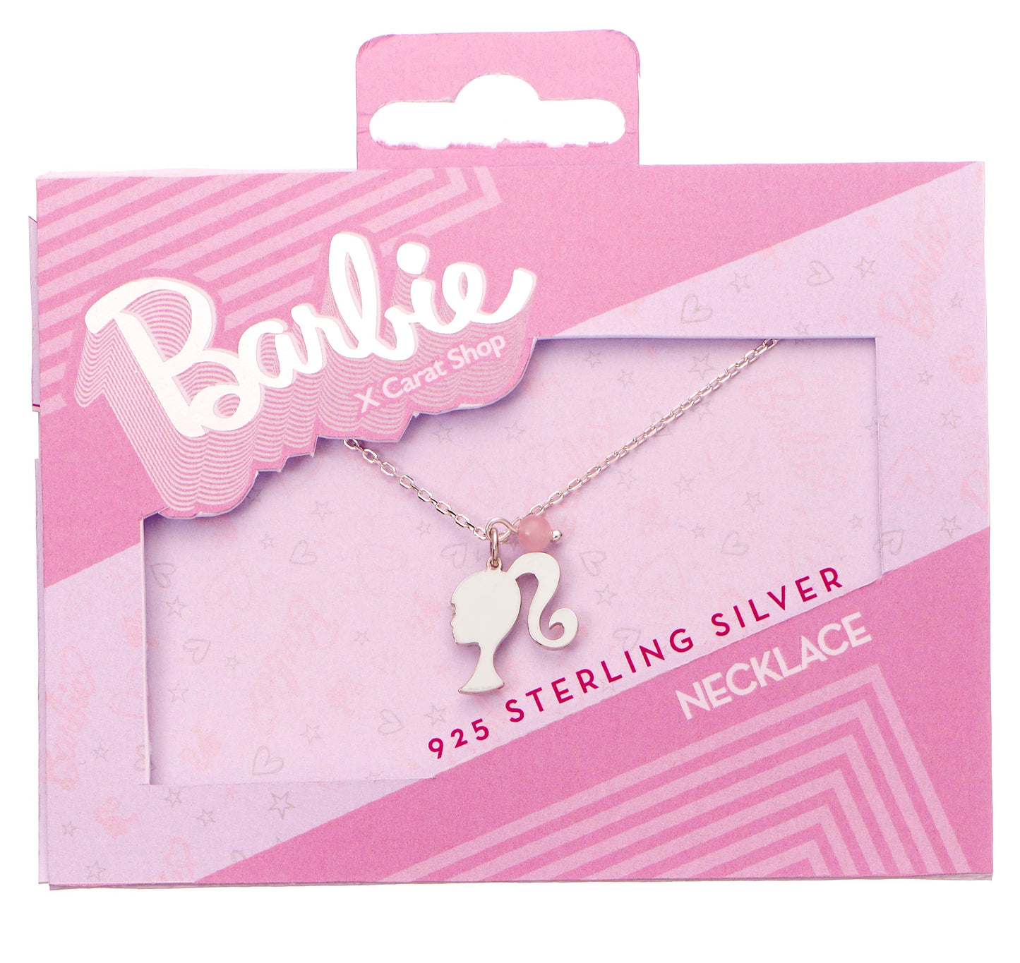 Barbie Silhouette And Rose Quartz Bead Necklace - Sterling Silver