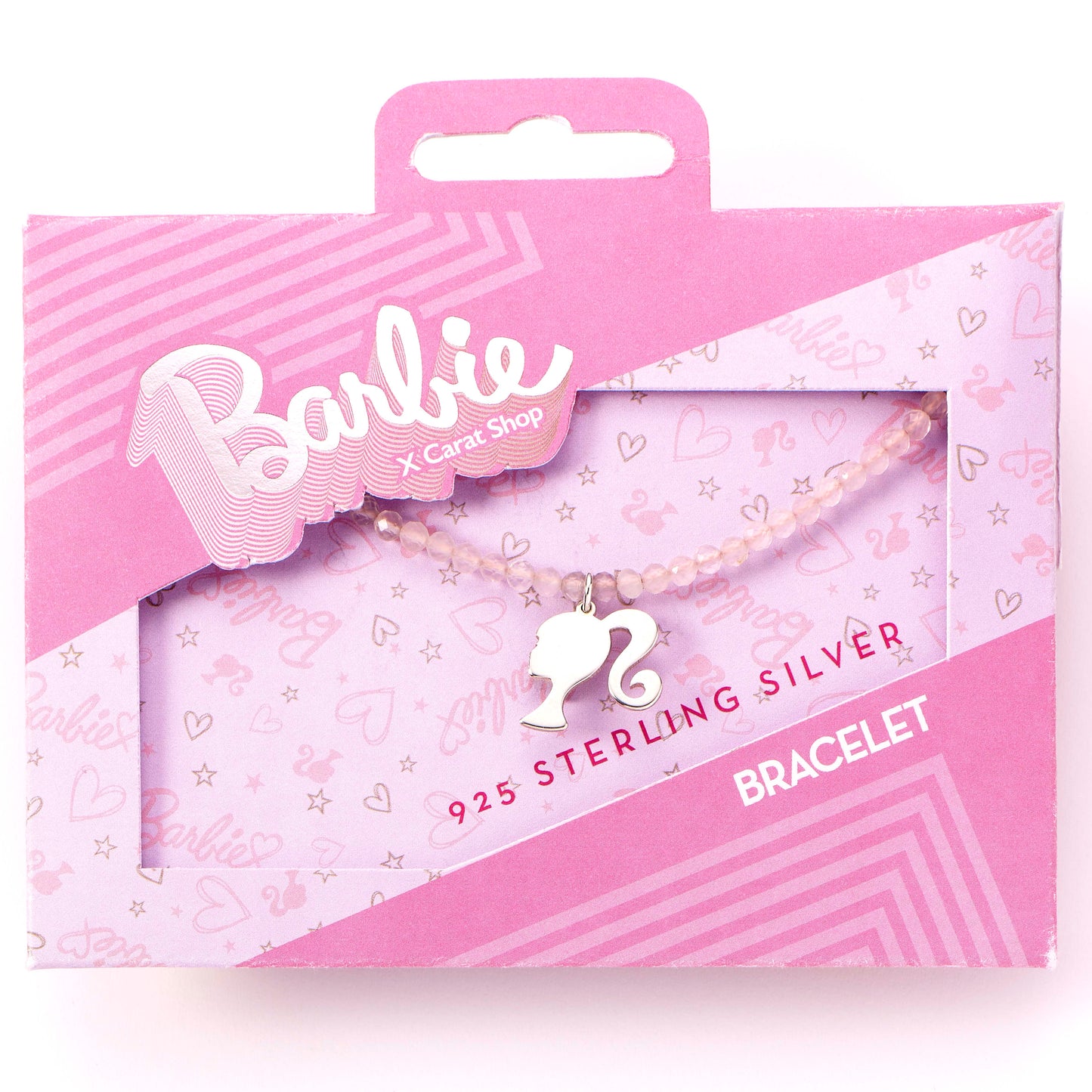 Barbie Silhouette Rose Quartz Crystal Necklace - Sterling Silver