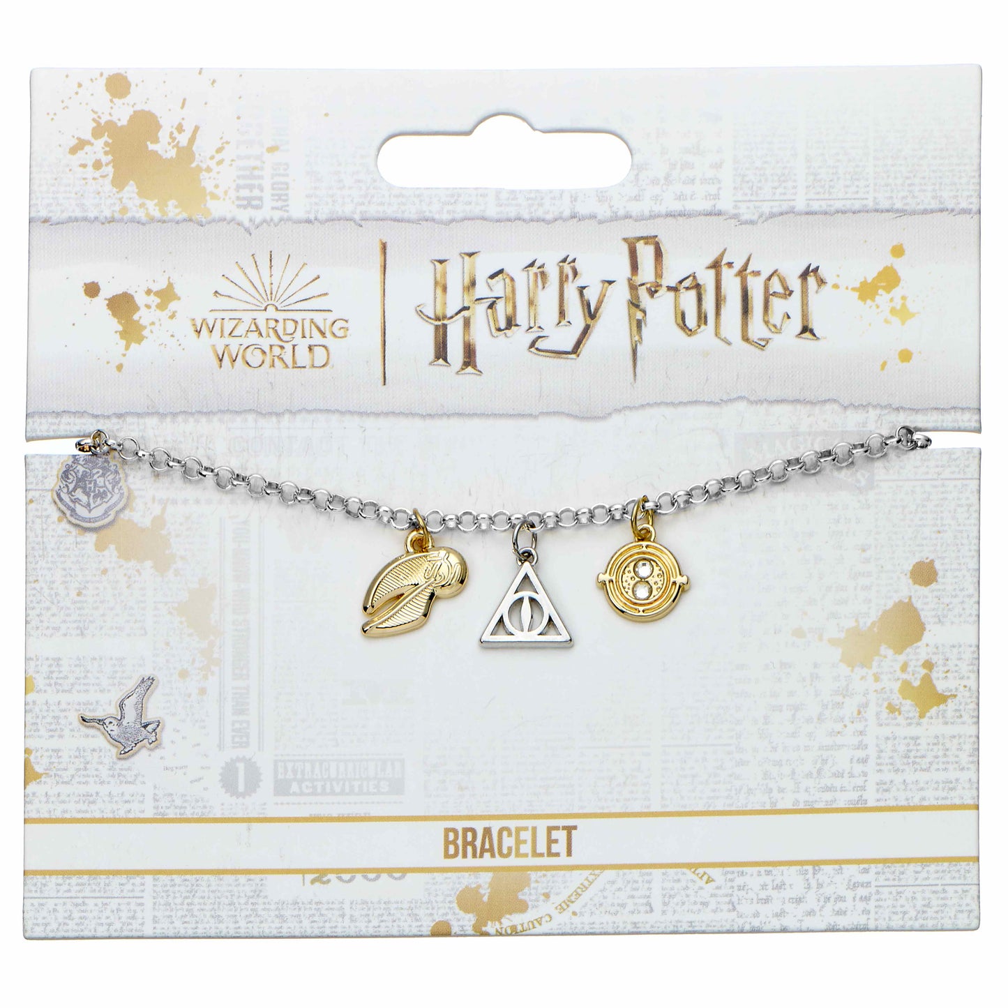 Harry Potter Time Turner, Deathly Hallows And Golden Snitch Chain Bracelet