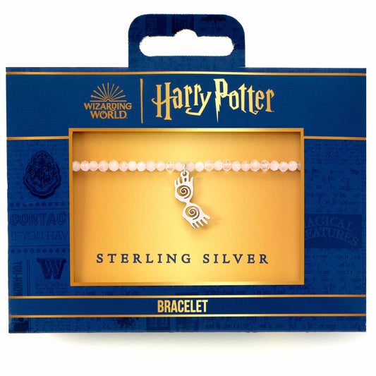 Harry Potter Luna Glasses Rose Quartz Crystal Bracelet - Sterling Silver