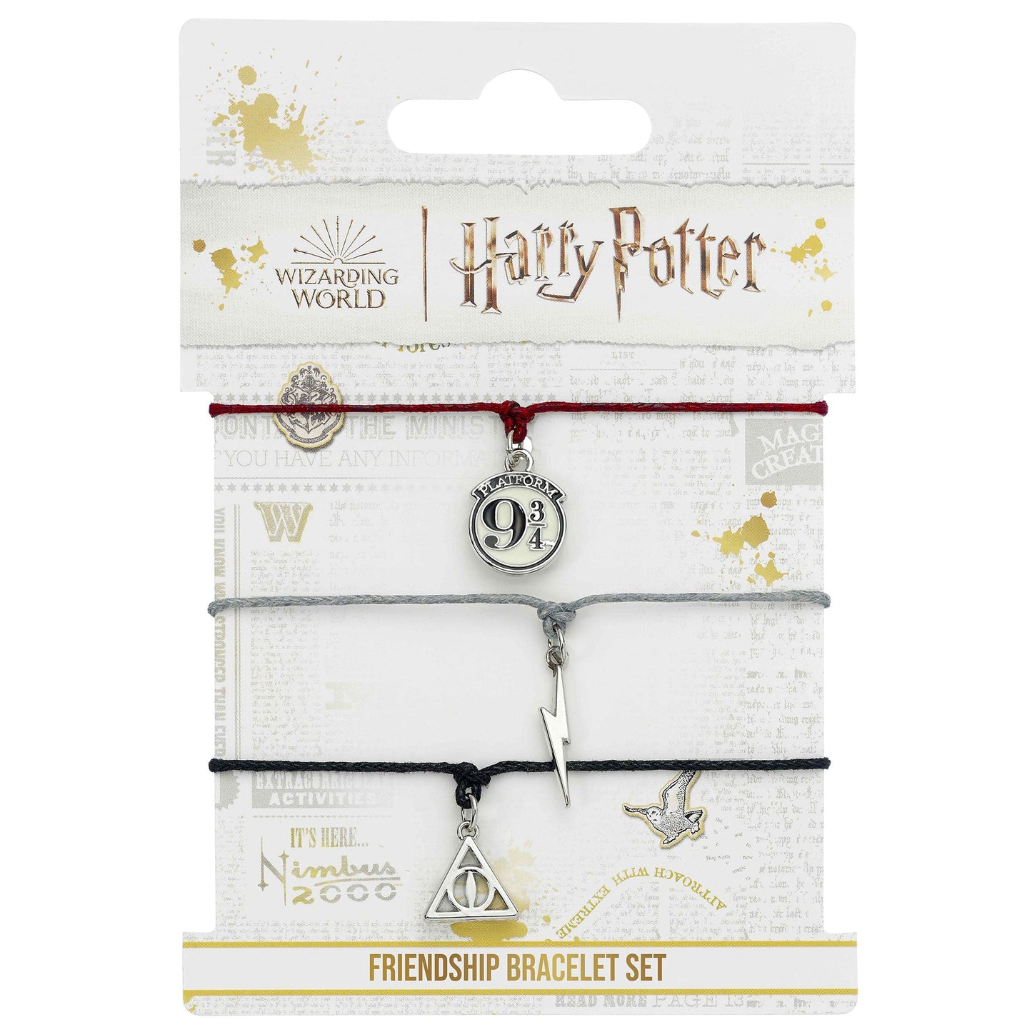 Harry Potter Friendship Bracelet Set - Platform 9 ¾, Lightning Bolt, Deathly Hallows