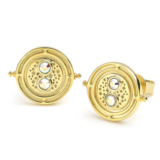 Harry Potter Gold Time Turner Stud Earring - Sterling Silver With Crystals