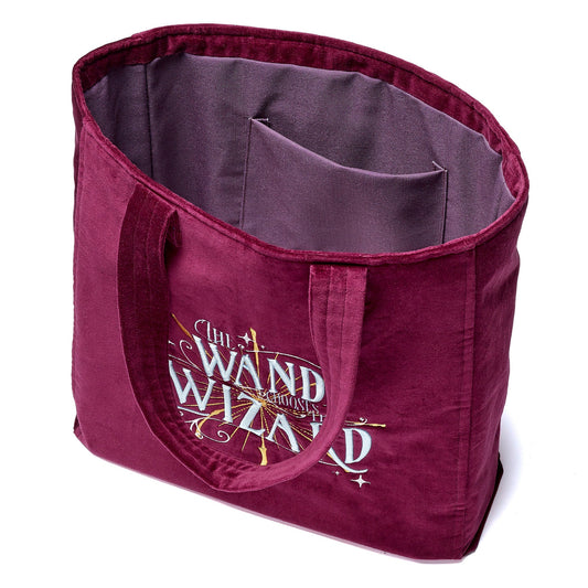 Harry Potter Wand Chooses The Wizard Embroidered Velvet Tote Bag