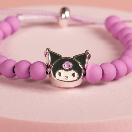 Hello Kitty Purple Beaded Bracelet With Kuromi Charm