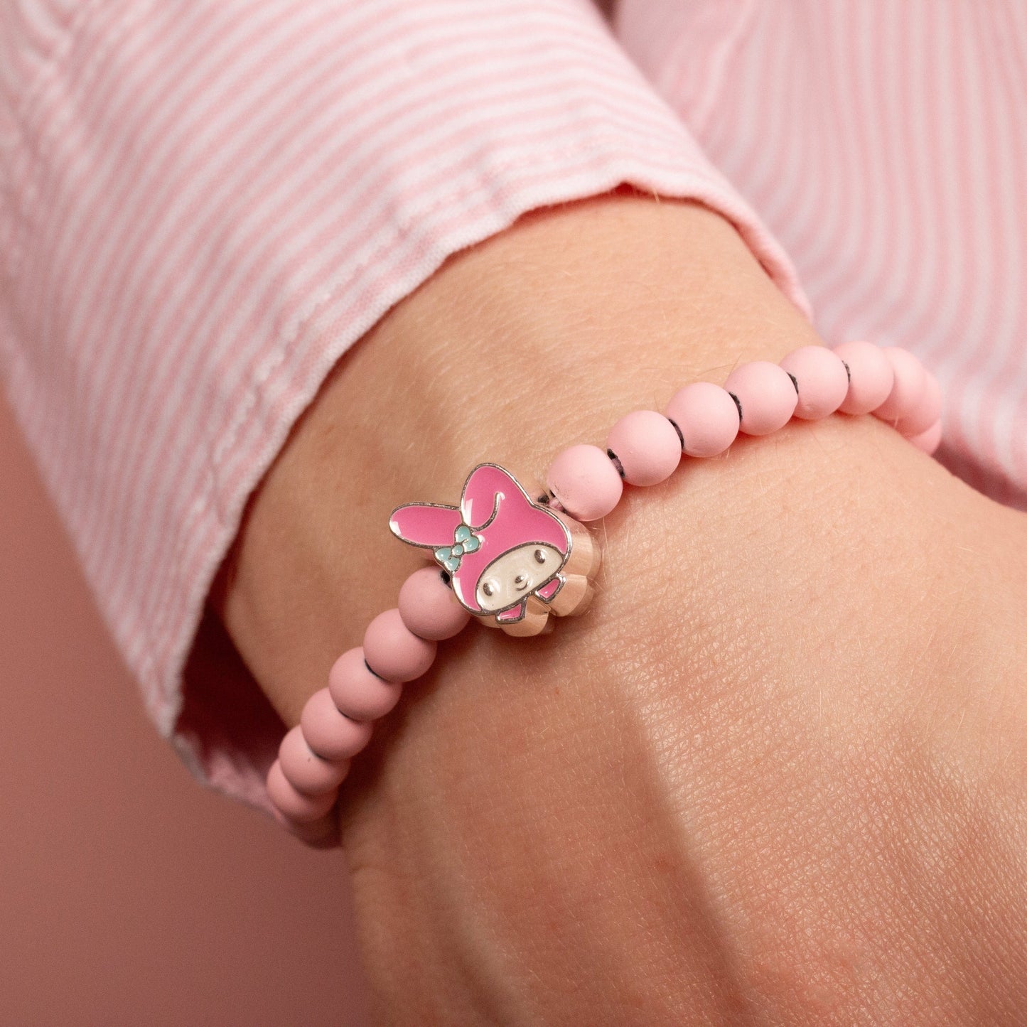 Hello Kitty Pink Beaded Bracelet With My Melody Charm