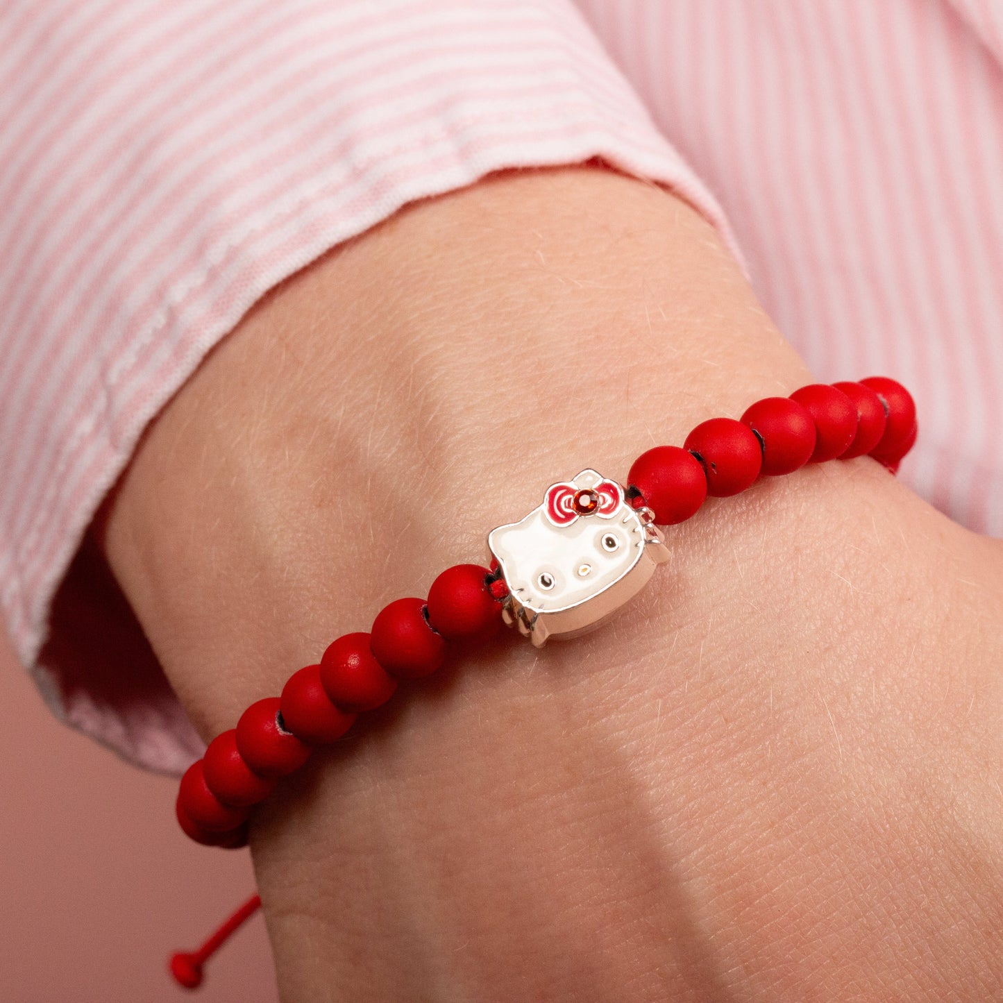 Hello Kitty Red Bead Charm Bracelet With Hello Kitty Charm
