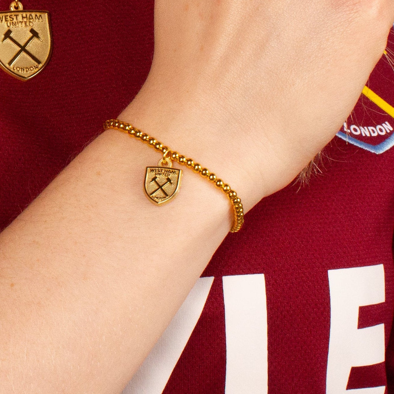West Ham Football Club Crest Ball Bead Bracelet