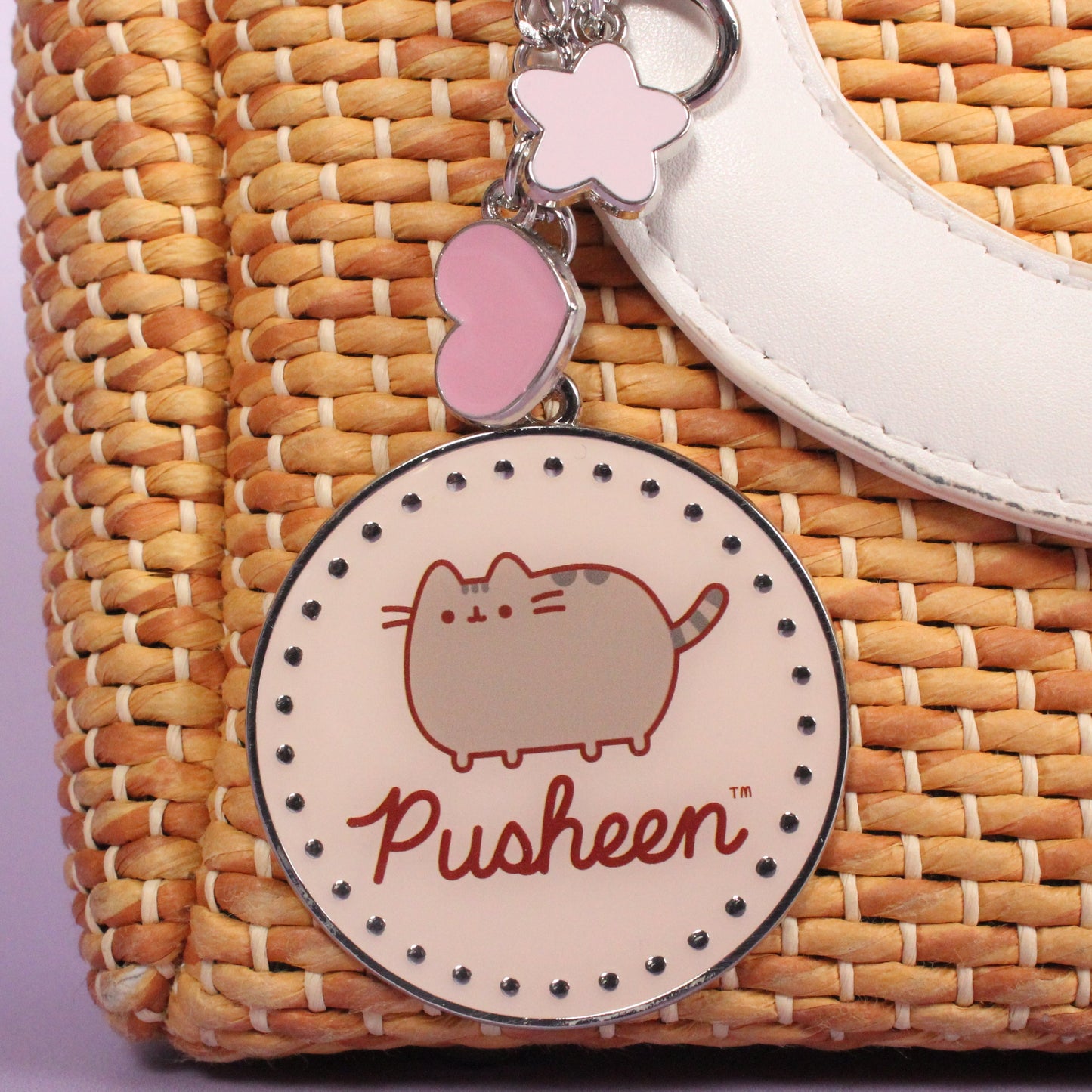 Pusheen The Cat Pink Name Keyring with Mini Charms