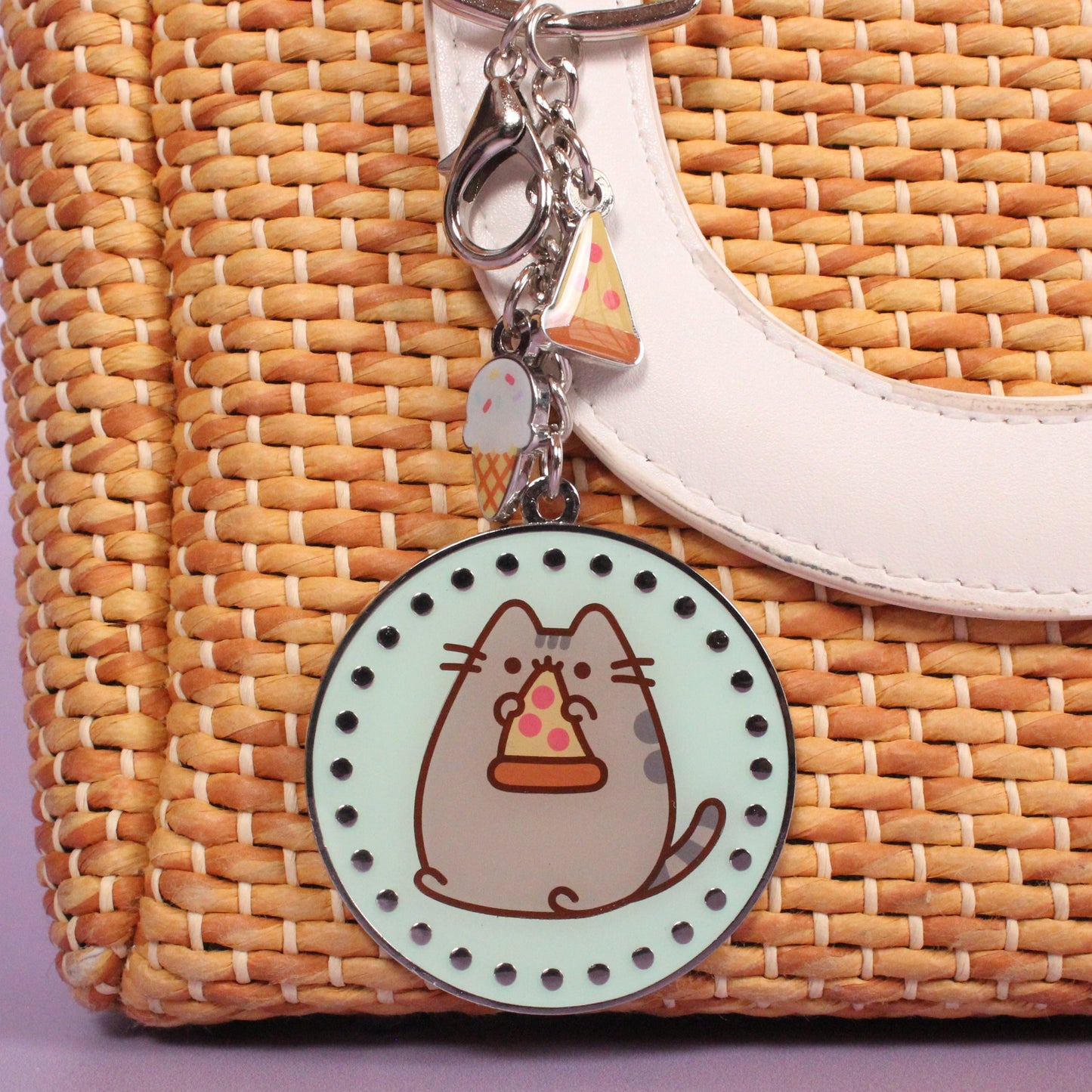 Pusheen The Cat Pizza Keyring with Mini Charms