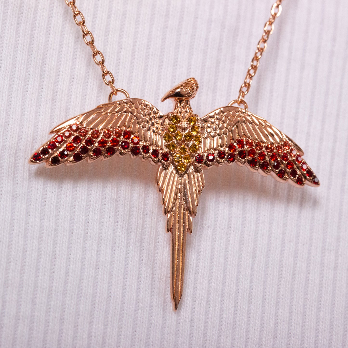Harry Potter Fawkes Necklace - Sterling Silver With Crystals