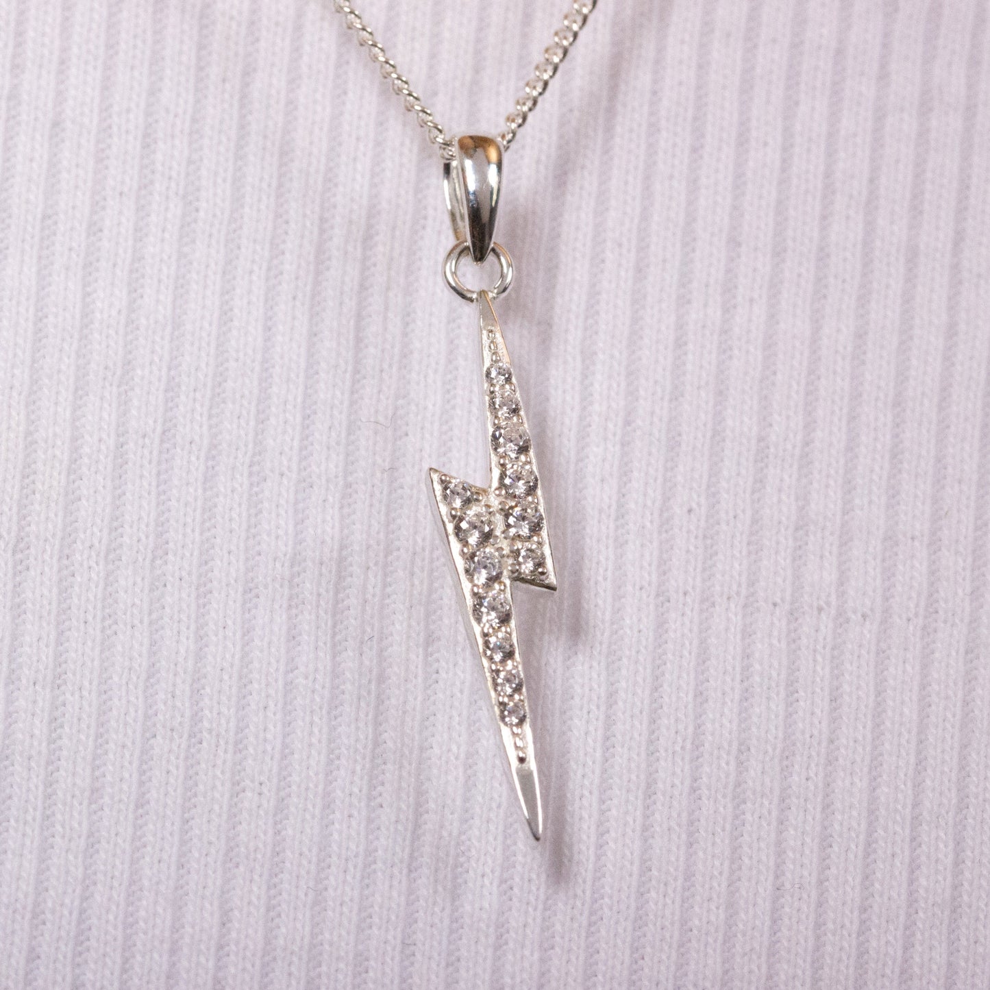 Harry Potter Lightning Bolt Scar Necklace - Sterling Silver With Crystals