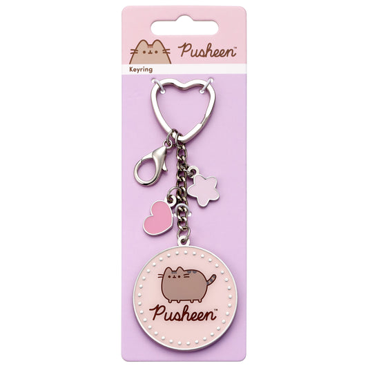 Pusheen The Cat Pink Name Keyring with Mini Charms