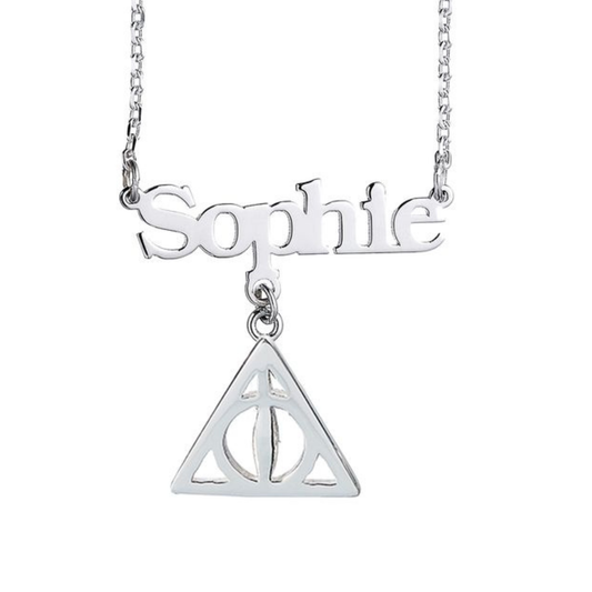 Harry Potter Personalised Necklace with Deathly Hallows Charm - Sterling Silver