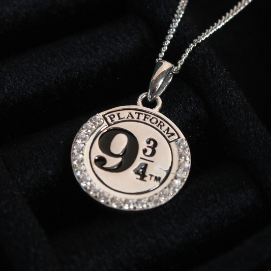 Harry Potter Platform 9 ¾ Necklace With Crystals - Sterling Silver