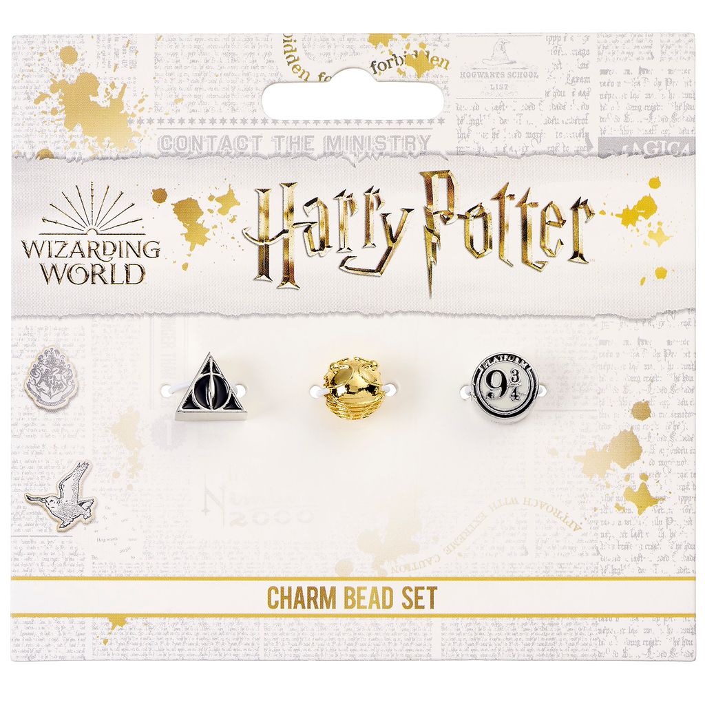 Harry Potter Charm Set - Deathly Hallows, Golden Snitch, Platform 9 ¾