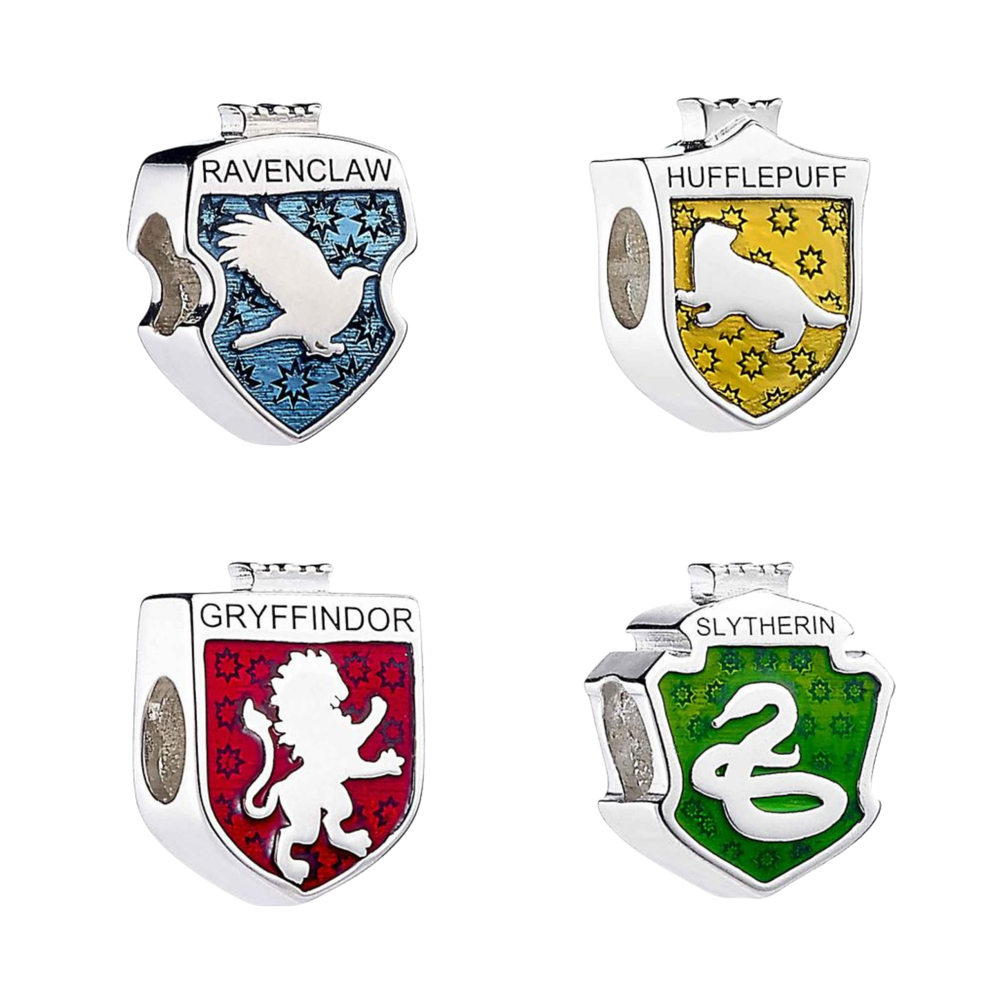 Harry Potter Hogwarts House Shield Spacer Bead - Sterling Silver