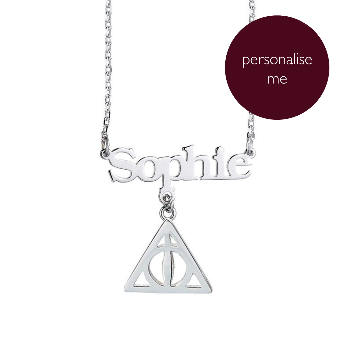 Harry Potter Personalised Necklace with Deathly Hallows Charm - Sterling Silver