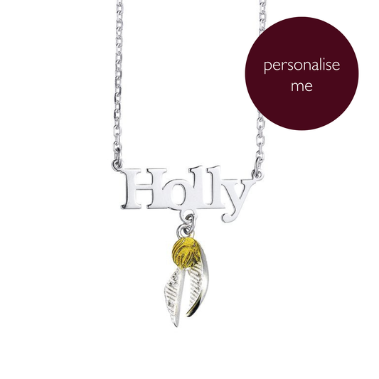 Harry Potter Personalised Necklace with Golden Snitch Charm - Sterling Silver