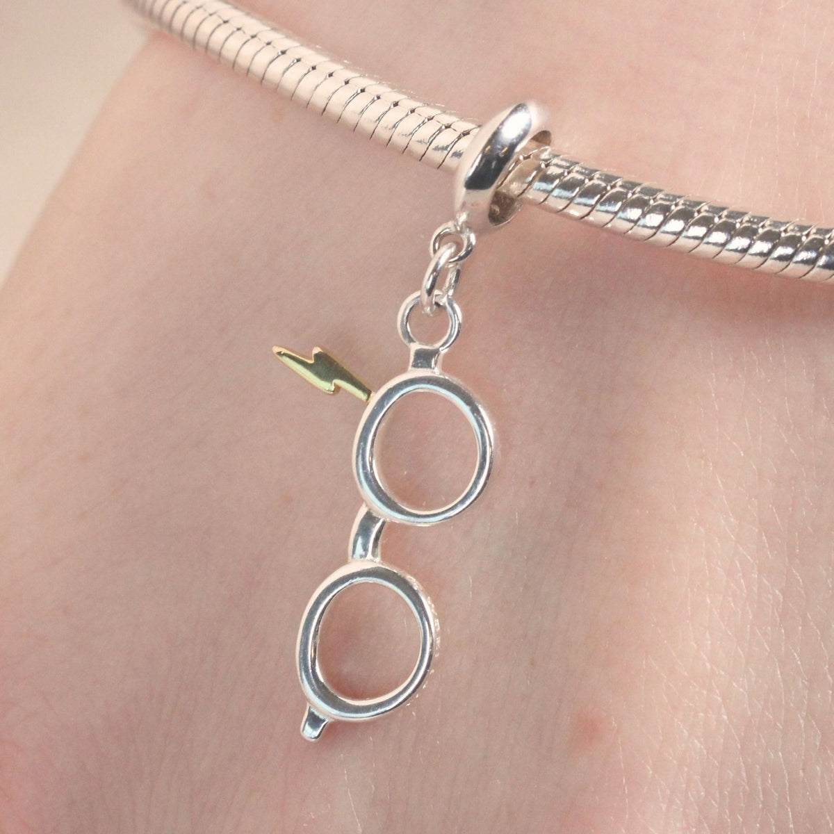 Harry Potter Lightning Bolt And Glasses Charm - Sterling Silver