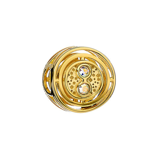 Harry Potter Time Turner Spacer Charm Bead - Sterling Silver With Crystals