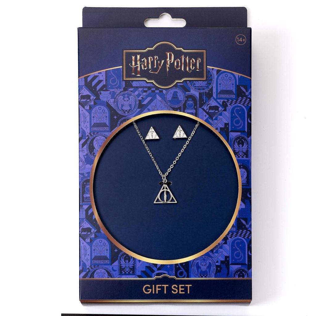 Harry Potter Gift Set With Deathly Hallow Necklace And Earrings