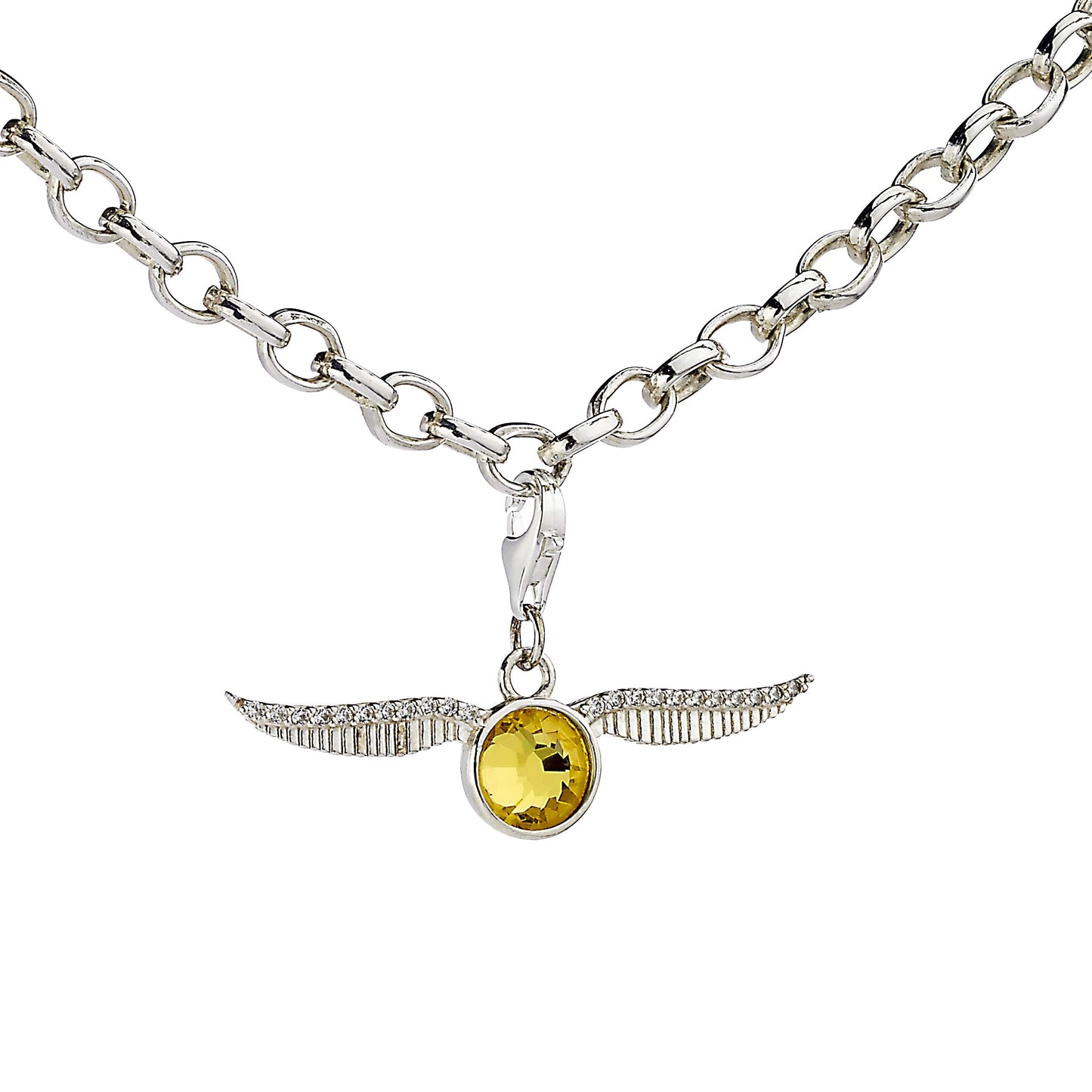 Harry Potter Golden Snitch Charm - Sterling Silver With Crystals