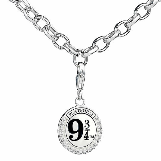 Harry Potter Platform 9 ¾ Charm - Sterling Silver With Crystals
