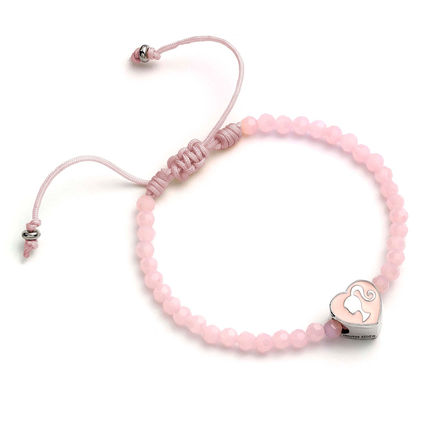Barbie Pink Beaded Friendship Bracelet With Heart Silhouette Charm