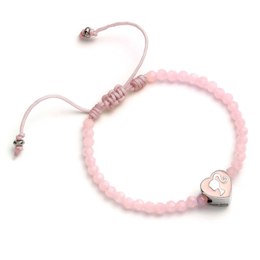 Barbie Pink Beaded Friendship Bracelet With Heart Silhouette Charm