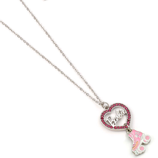 Barbie Crystal Heart And Roller Skate Necklace