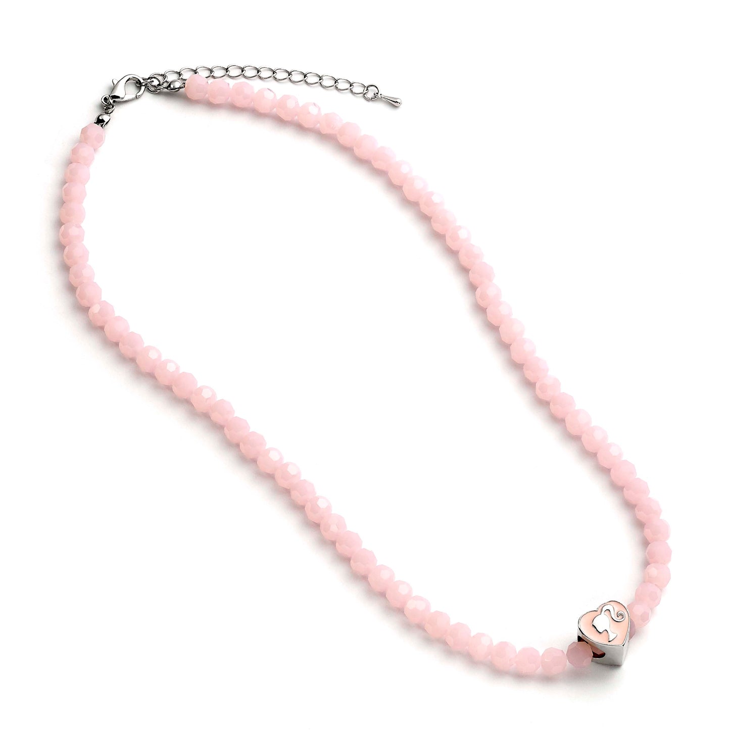 Barbie Pink Beaded Necklace with Heart Silhouette Charm