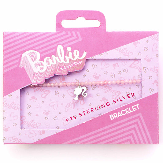 Barbie Silhouette Rose Quartz Crystal Bracelet - Sterling Silver