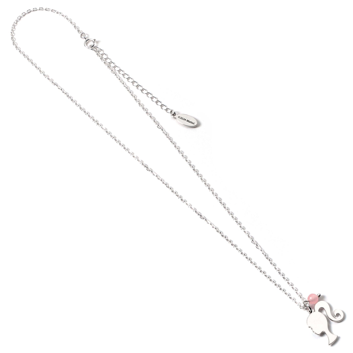 Barbie Silhouette And Rose Quartz Bead Necklace - Sterling Silver