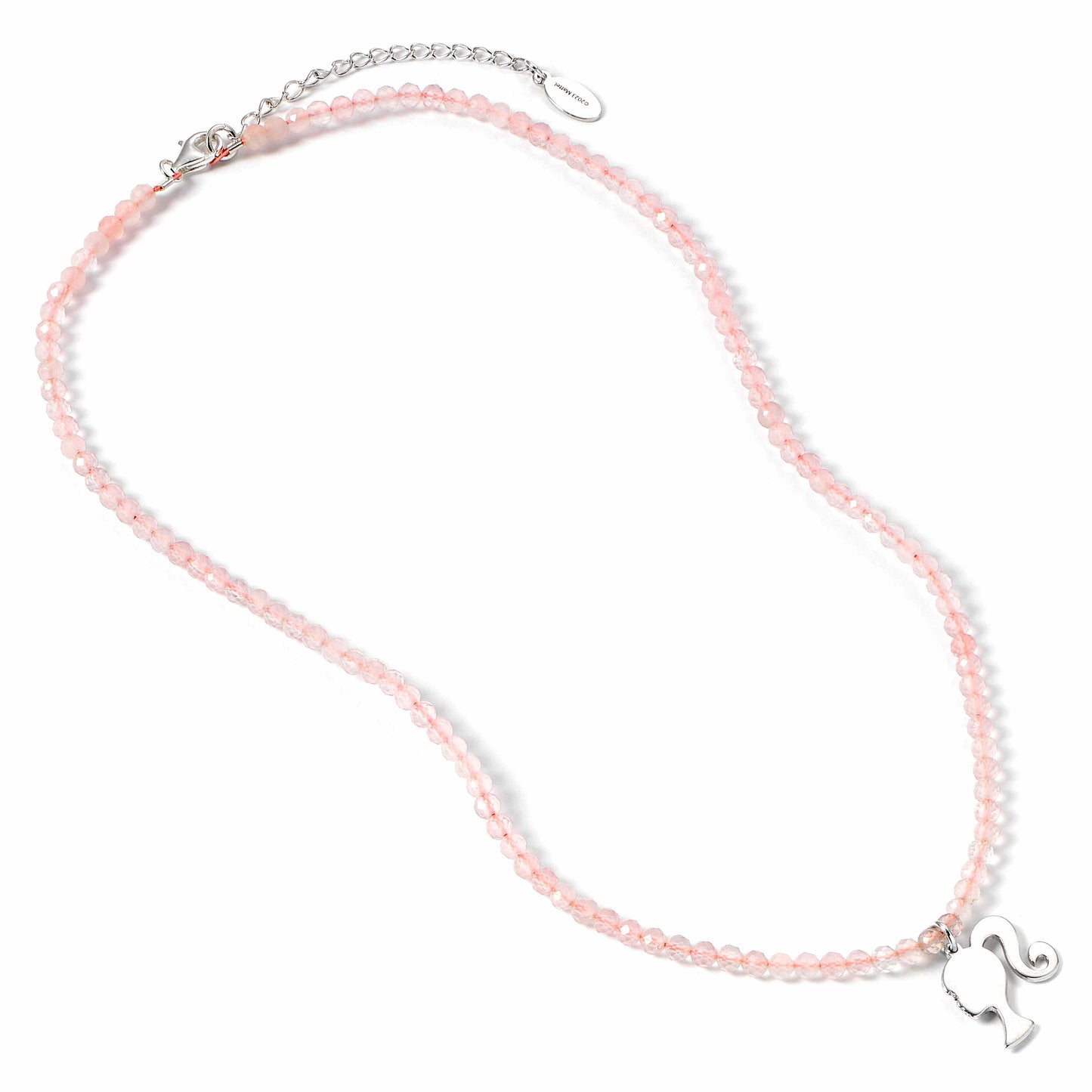 Barbie Silhouette Rose Quartz Crystal Necklace - Sterling Silver