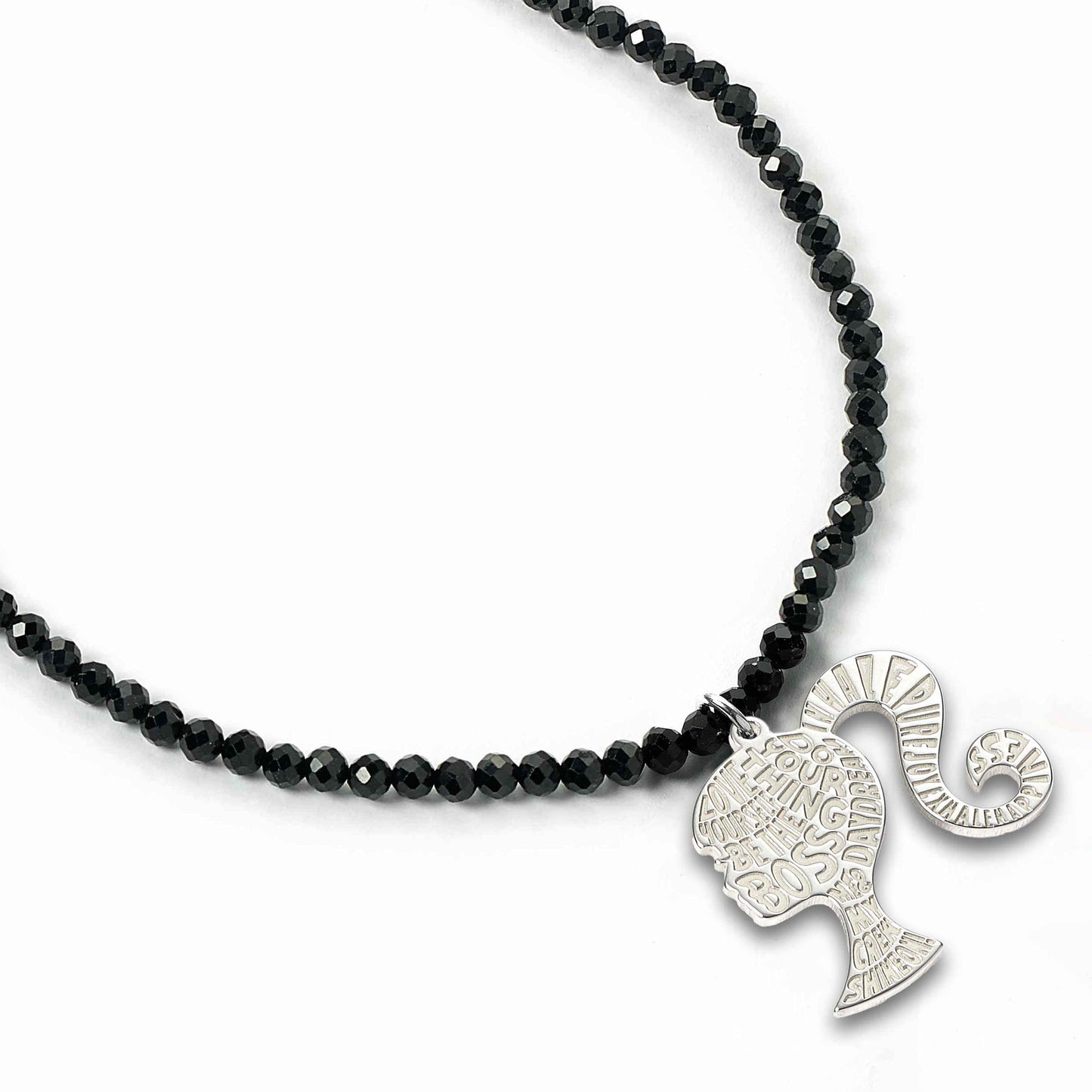 Barbie Silhouette Black Onyx Crystal Necklace - Sterling Silver