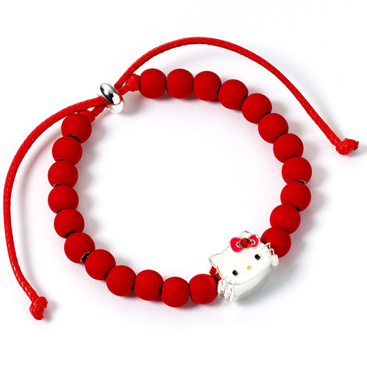 Hello Kitty Red Bead Charm Bracelet With Hello Kitty Charm