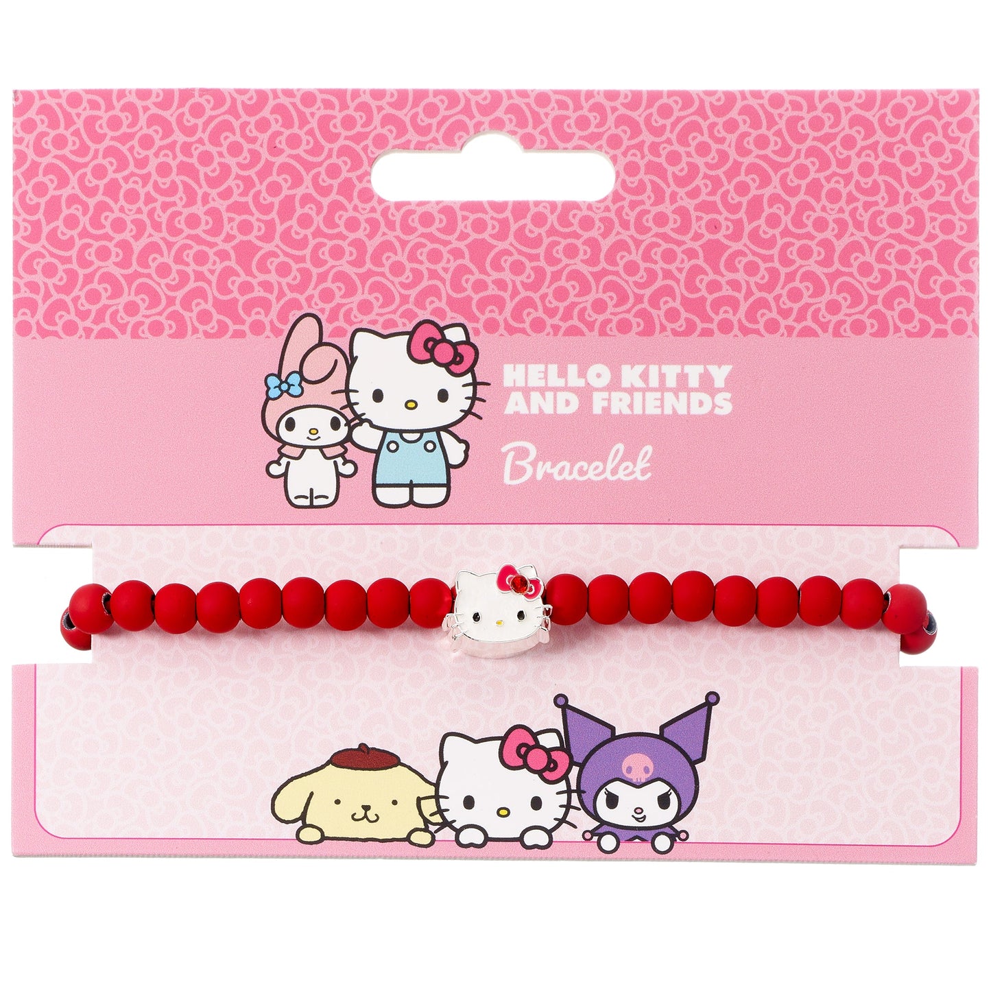 Hello Kitty Red Bead Charm Bracelet With Hello Kitty Charm