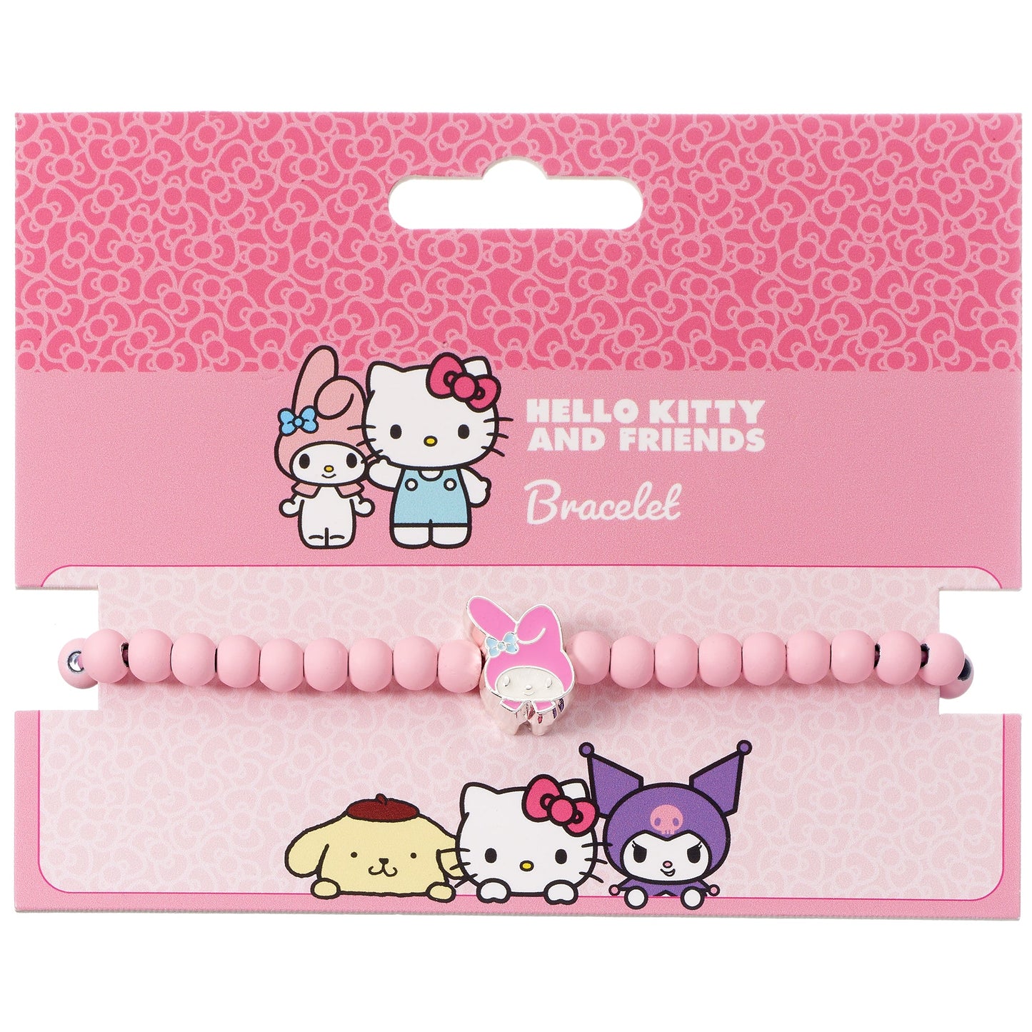 Hello Kitty Pink Beaded Bracelet With My Melody Charm