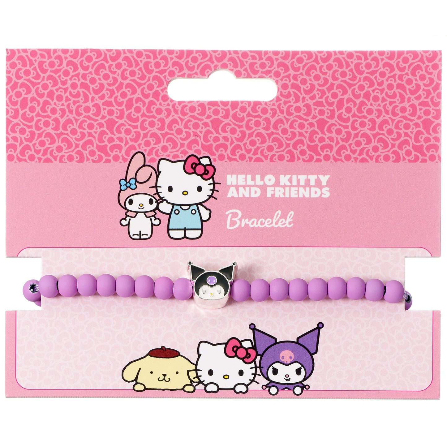 Hello Kitty Purple Beaded Bracelet With Kuromi Charm