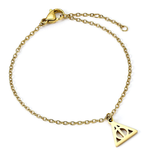 Harry Potter Gold Deathly Hallows Chain Bracelet - Stainless Steel