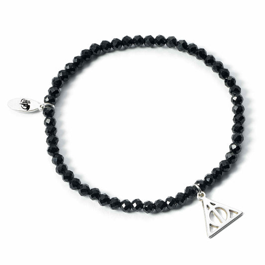 Harry Potter Deathly Hallows Black Onyx Crystal Bracelet - Sterling Silver