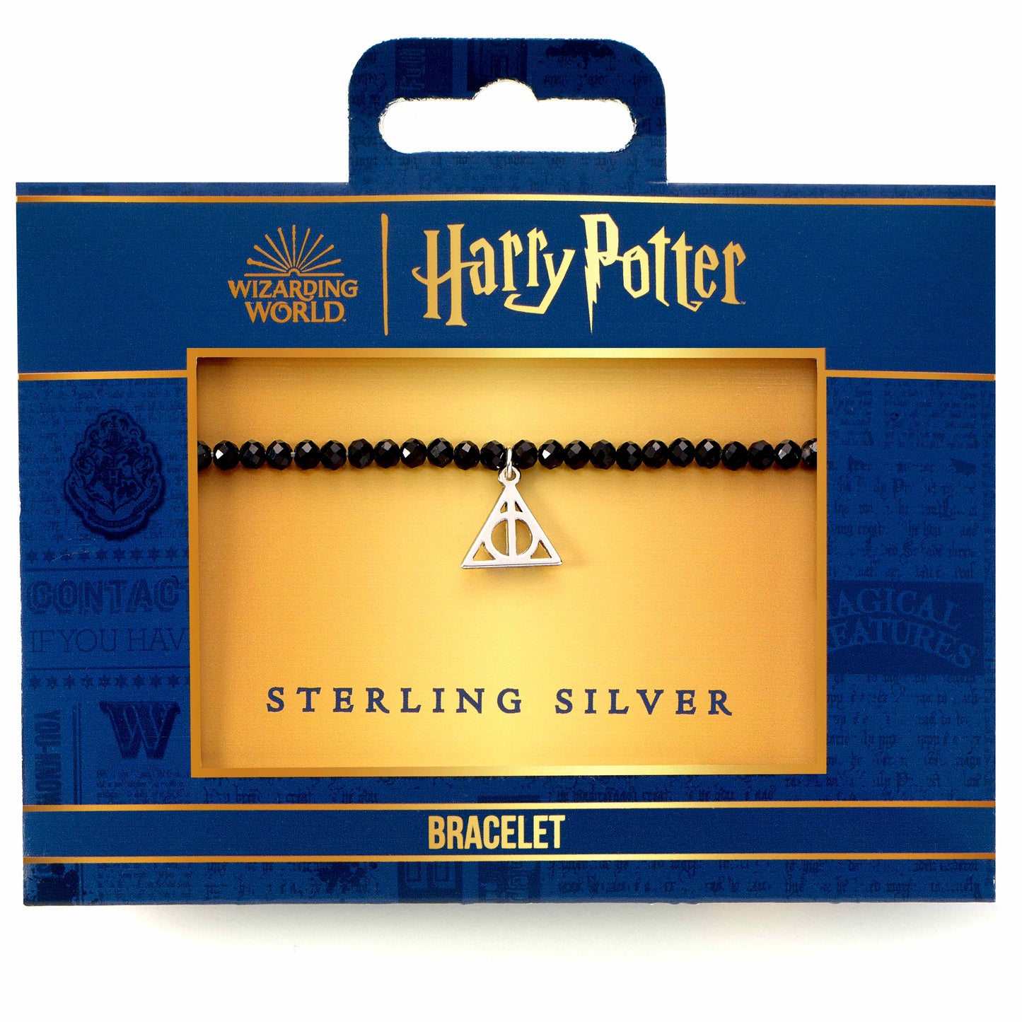Harry Potter Deathly Hallows Black Onyx Crystal Bracelet - Sterling Silver