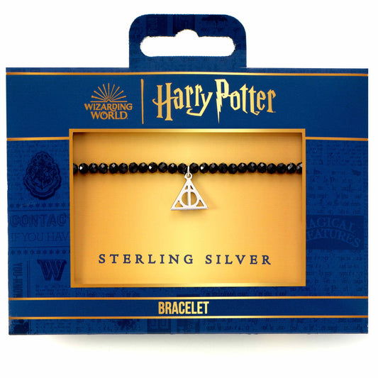 Harry Potter Deathly Hallows Black Onyx Crystal Bracelet - Sterling Silver