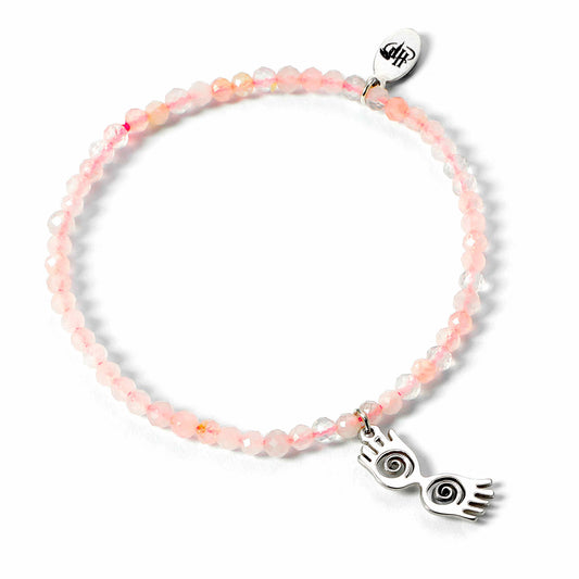 Harry Potter Luna Glasses Rose Quartz Crystal Bracelet - Sterling Silver