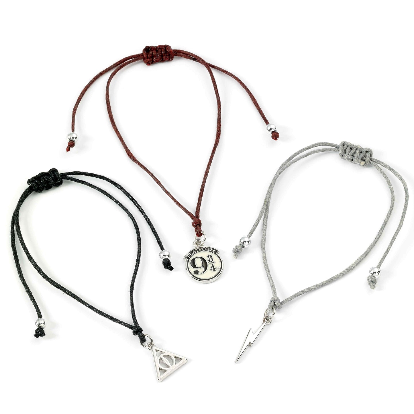 Harry Potter Friendship Bracelet Set - Platform 9 ¾, Lightning Bolt, Deathly Hallows