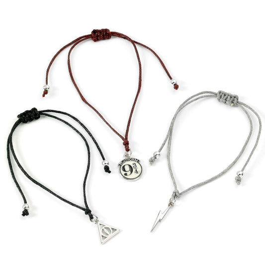 Harry Potter Friendship Bracelet Set - Platform 9 ¾, Lightning Bolt, Deathly Hallows