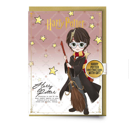 Harry Potter Greetings Card With Pin Badge